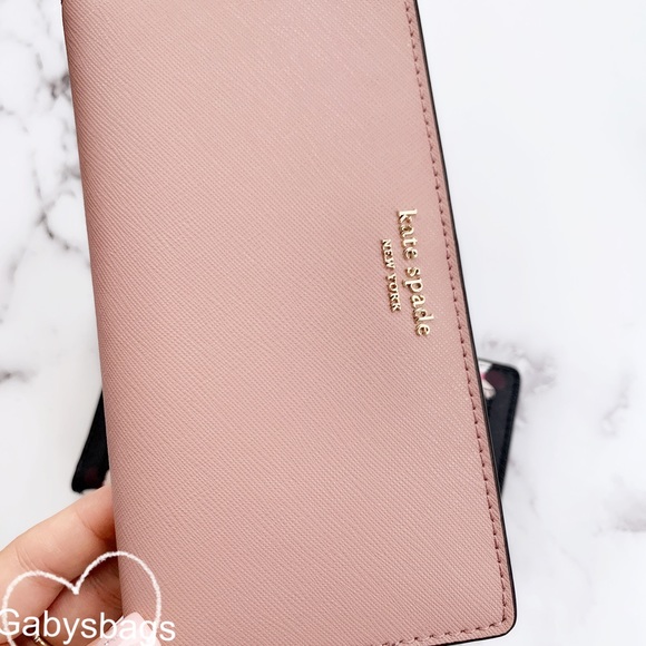 Kate Spade Bifold Wallet Black Floral pink - Picture 6 of 8